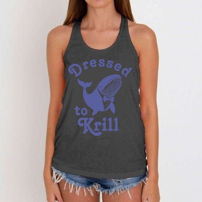 Dressed To Krill Whale Funny Women's Knotted Racerback Tank