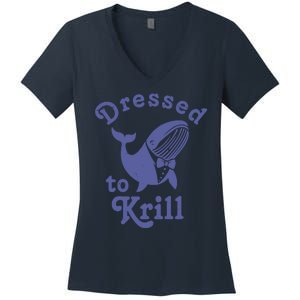 Dressed To Krill Whale Funny Women's V-Neck T-Shirt