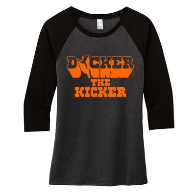 Dicker The Kicker Cameron Dicker Texas Football Women's Tri-Blend 3/4-Sleeve Raglan Shirt