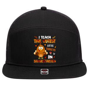 Dabbing Turkey Kindergarten Teacher Thanksgiving Pajamas Gift 7 Panel Mesh Trucker Snapback Hat