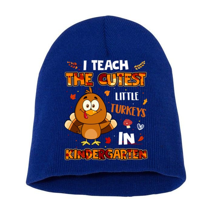 Dabbing Turkey Kindergarten Teacher Thanksgiving Pajamas Gift Short Acrylic Beanie