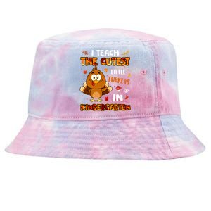 Dabbing Turkey Kindergarten Teacher Thanksgiving Pajamas Gift Tie-Dyed Bucket Hat