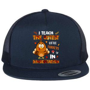 Dabbing Turkey Kindergarten Teacher Thanksgiving Pajamas Gift Flat Bill Trucker Hat