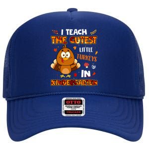 Dabbing Turkey Kindergarten Teacher Thanksgiving Pajamas Gift High Crown Mesh Back Trucker Hat