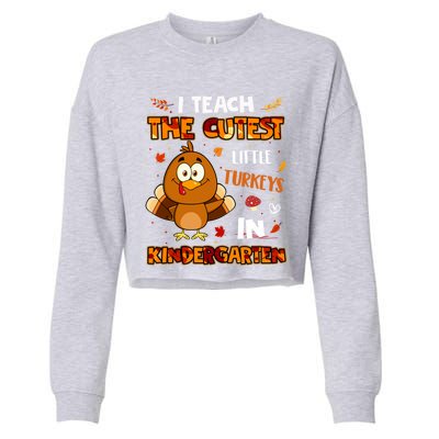 Dabbing Turkey Kindergarten Teacher Thanksgiving Pajamas Gift Cropped Pullover Crew