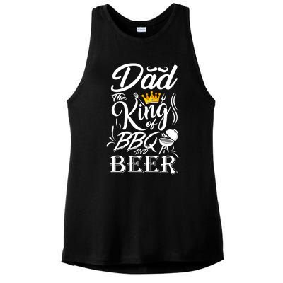 Dad The King Of Bbq And Beer Fathers Day Gift Ladies PosiCharge Tri-Blend Wicking Tank