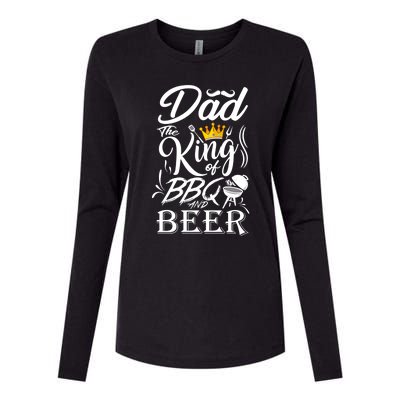 Dad The King Of Bbq And Beer Fathers Day Gift Womens Cotton Relaxed Long Sleeve T-Shirt