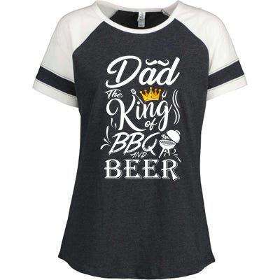 Dad The King Of Bbq And Beer Fathers Day Gift Enza Ladies Jersey Colorblock Tee