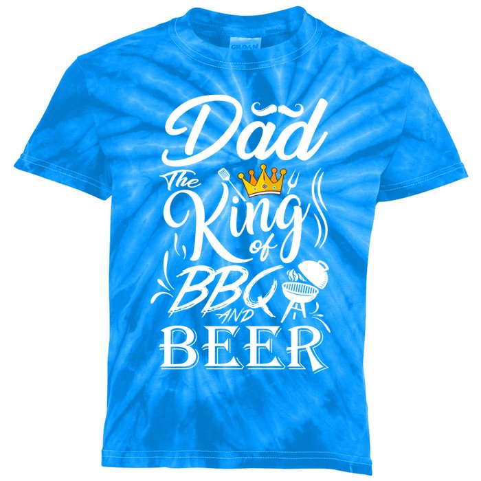 Dad The King Of Bbq And Beer Fathers Day Gift Kids Tie-Dye T-Shirt