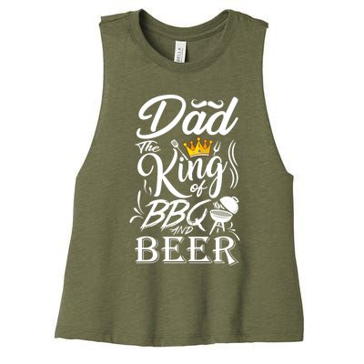 Dad The King Of Bbq And Beer Fathers Day Gift Women's Racerback Cropped Tank