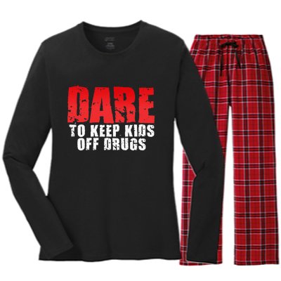 Dare To Keep Off Drugs Women's Long Sleeve Flannel Pajama Set 