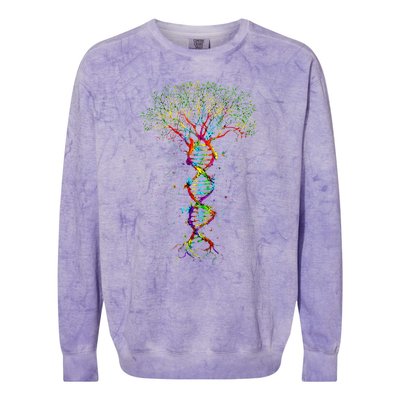 Dna Tree Life Genetics Biologist Science Earth Day Colorblast Crewneck Sweatshirt