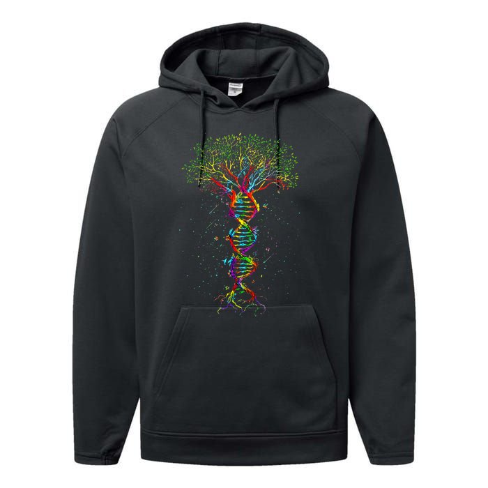 Dna Tree Life Genetics Biologist Science Earth Day Performance Fleece Hoodie