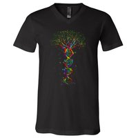 Dna Tree Life Genetics Biologist Science Earth Day V-Neck T-Shirt