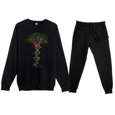 Dna Tree Life Genetics Biologist Science Earth Day Premium Crewneck Sweatsuit Set