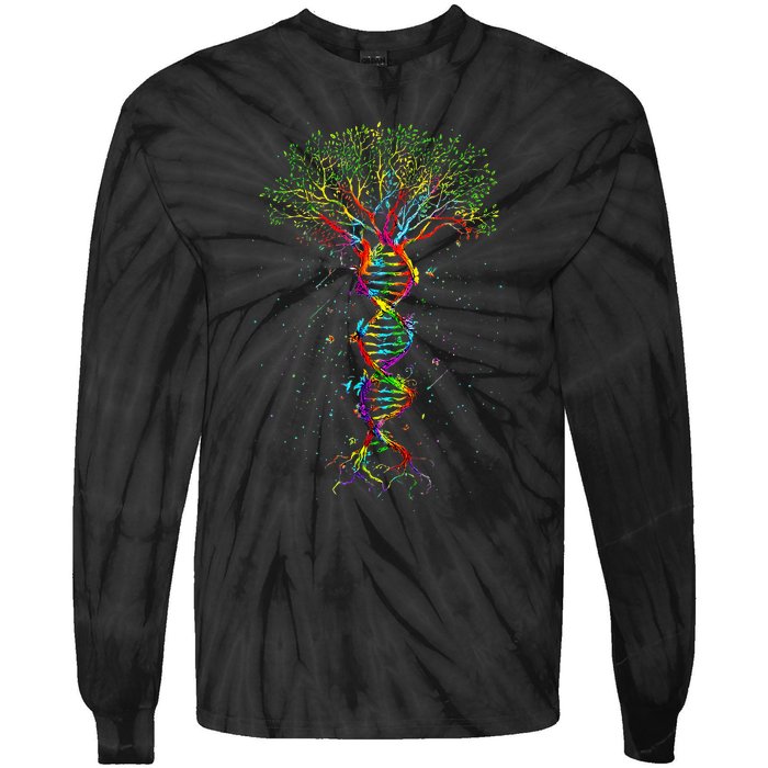 Dna Tree Life Genetics Biologist Science Earth Day Tie-Dye Long Sleeve Shirt