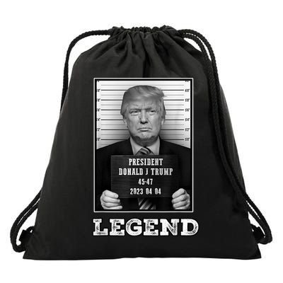 Trump 2024 Mugshot President Legend Drawstring Bag