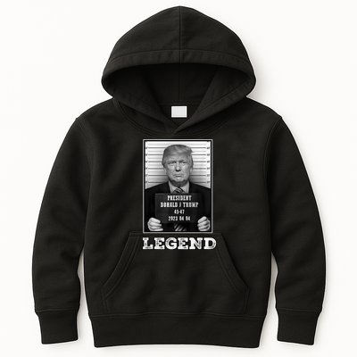 Trump 2024 Mugshot President Legend Kids Hoodie