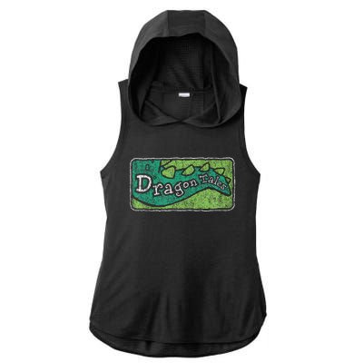 Dragon Tales Logo Distressed Ladies PosiCharge Tri-Blend Wicking Draft Hoodie Tank