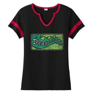 Dragon Tales Logo Distressed Ladies Halftime Notch Neck Tee