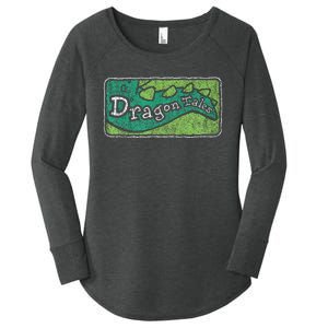 Dragon Tales Logo Distressed Women's Perfect Tri Tunic Long Sleeve Shirt