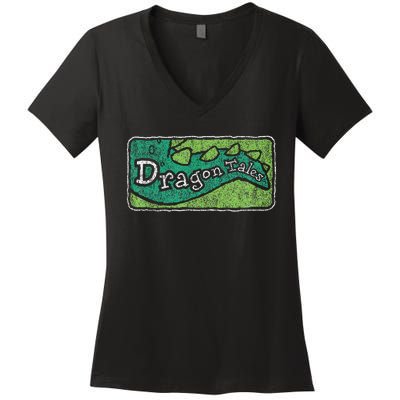 Dragon Tales Logo Distressed Women's V-Neck T-Shirt