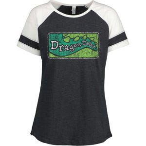 Dragon Tales Logo Distressed Enza Ladies Jersey Colorblock Tee