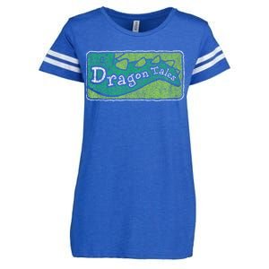 Dragon Tales Logo Distressed Enza Ladies Jersey Football T-Shirt