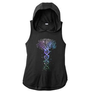 DNA Tree Life Earth Genetics Biologist Science Gift Ladies PosiCharge Tri-Blend Wicking Draft Hoodie Tank