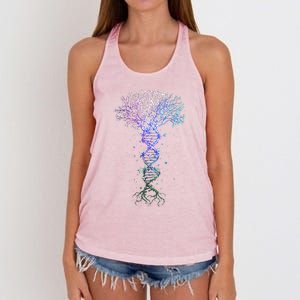 DNA Tree Life Earth Genetics Biologist Science Gift Women's Knotted Racerback Tank