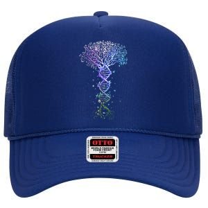 DNA Tree Life Earth Genetics Biologist Science Gift High Crown Mesh Back Trucker Hat