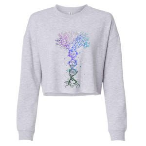 DNA Tree Life Earth Genetics Biologist Science Gift Cropped Pullover Crew