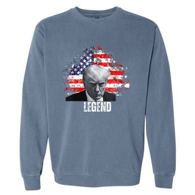 Donald Trump Legend Mug Shot American Flag Garment-Dyed Sweatshirt