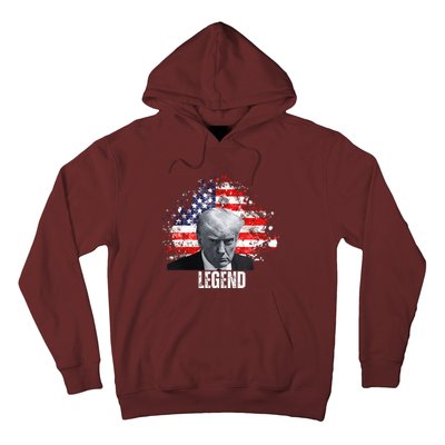 Donald Trump Legend Mug Shot American Flag Hoodie