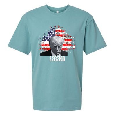 Donald Trump Legend Mug Shot American Flag Sueded Cloud Jersey T-Shirt