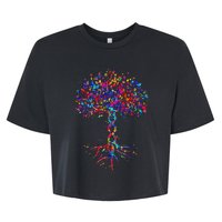 DNA Tree Life Watercolor Genetic Biologist Science Earth Day Bella+Canvas Jersey Crop Tee