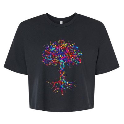 DNA Tree Life Watercolor Genetic Biologist Science Earth Day Bella+Canvas Jersey Crop Tee