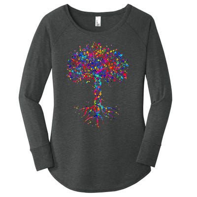 DNA Tree Life Watercolor Genetic Biologist Science Earth Day Women's Perfect Tri Tunic Long Sleeve Shirt