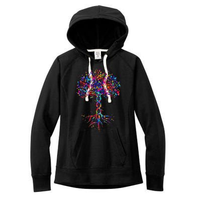 DNA Tree Life Watercolor Genetic Biologist Science Earth Day Women's Fleece Hoodie