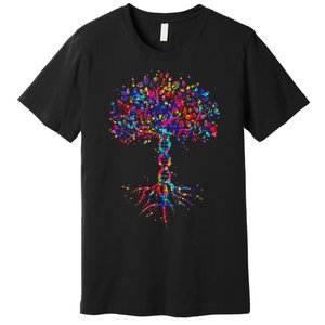 DNA Tree Life Watercolor Genetic Biologist Science Earth Day Premium T-Shirt