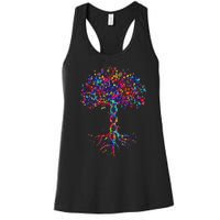 DNA Tree Life Watercolor Genetic Biologist Science Earth Day Women's Racerback Tank