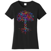 DNA Tree Life Watercolor Genetic Biologist Science Earth Day Women's T-Shirt