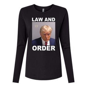 Donald Trump Law And Order Mugshot Womens Cotton Relaxed Long Sleeve T-Shirt