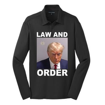 Donald Trump Law And Order Mugshot Silk Touch Performance Long Sleeve Polo