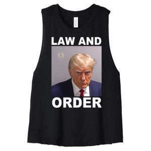 Donald Trump Law And Order Mugshot Women's Racerback Cropped Tank