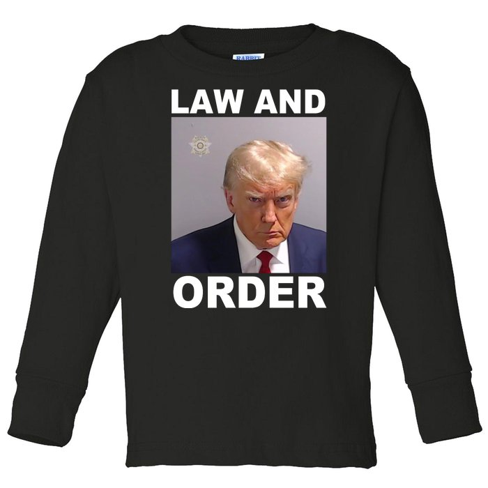 Donald Trump Law And Order Mugshot Toddler Long Sleeve Shirt