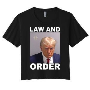 Donald Trump Law And Order Mugshot Women's Crop Top Tee