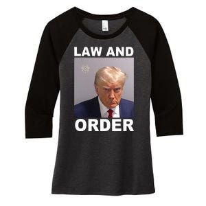 Donald Trump Law And Order Mugshot Women's Tri-Blend 3/4-Sleeve Raglan Shirt