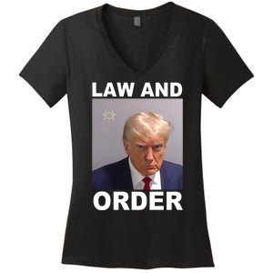 Donald Trump Law And Order Mugshot Women's V-Neck T-Shirt