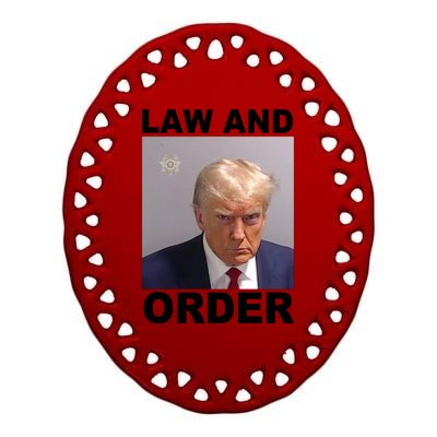 Donald Trump Law And Order Mugshot Ceramic Oval Ornament